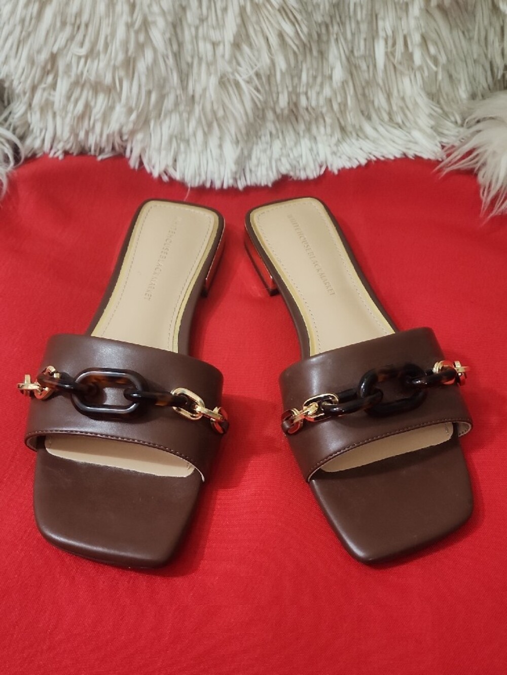 White house black market Tortoise Link Flat Sandal